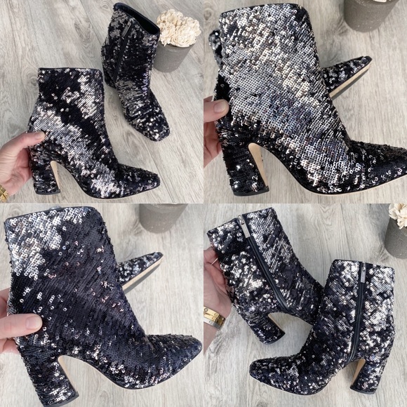 Jimmy Choo Shoes - Jimmy Choo Sequin Black & Silver Ankle Booties